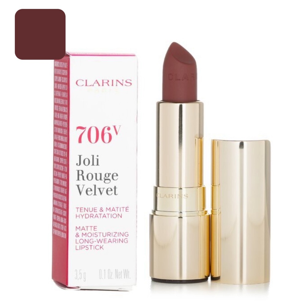 💎 Clarins Joli Rouge Velvet Lipstick 706 Fig Full-Size New In Box